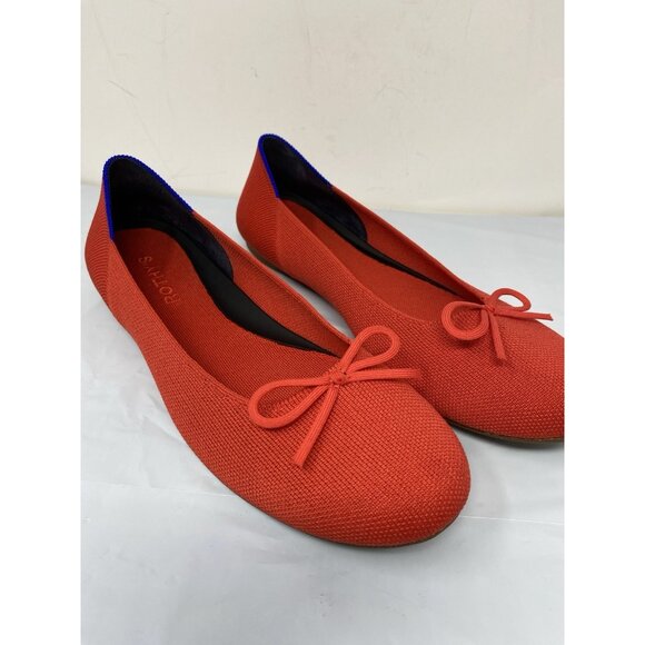Rothy's The Flat Round Toe Ballet Flats Women's Sz 10 Red Blue With Bow Washable - Picture 6 of 10